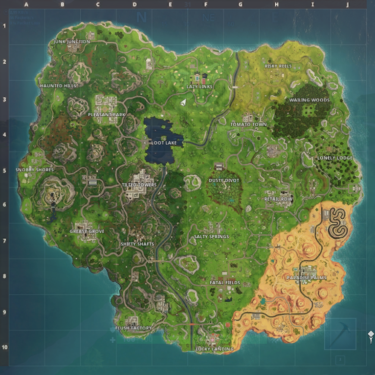 carte du jeux vidéo Fortnite